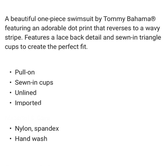 Tommy Bahama Sea Swell Reversible One Piece - Navy Blue & White - Size 8 - Picture 13 of 13